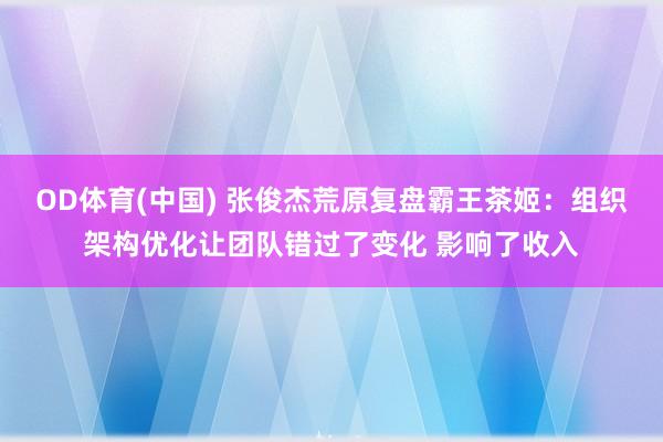 OD体育(中国) 张俊杰荒原复盘霸王茶姬：组织架构优化让团队错过了变化 影响了收入