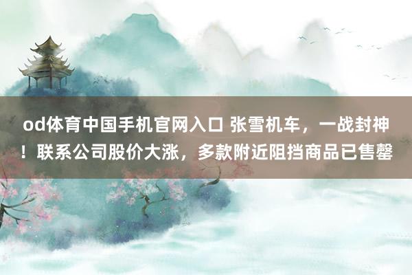 od体育中国手机官网入口 张雪机车，一战封神！联系公司股价大涨，多款附近阻挡商品已售罄
