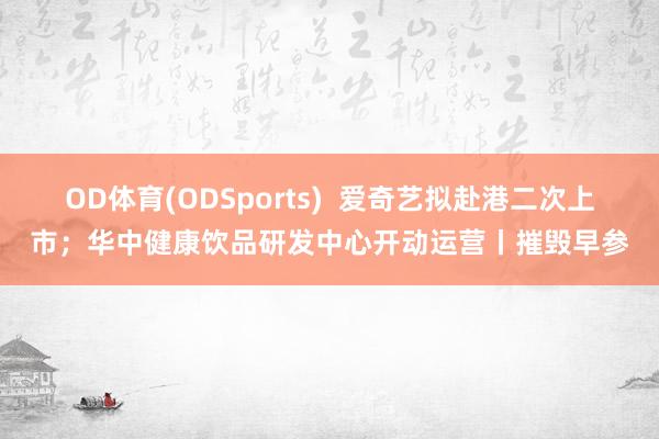 OD体育(ODSports)  爱奇艺拟赴港二次上市；华中健康饮品研发中心开动运营丨摧毁早参