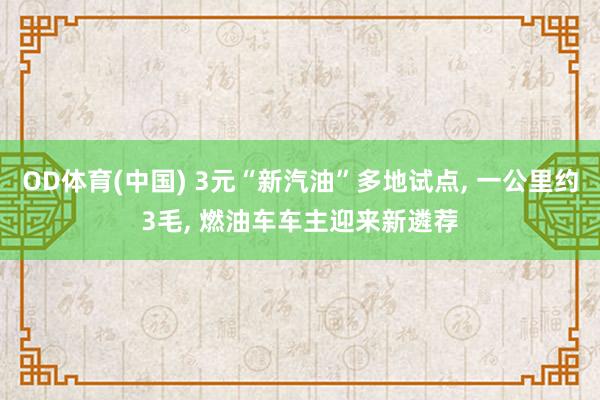 OD体育(中国) 3元“新汽油”多地试点， 一公里约3毛， 燃油车车主迎来新遴荐