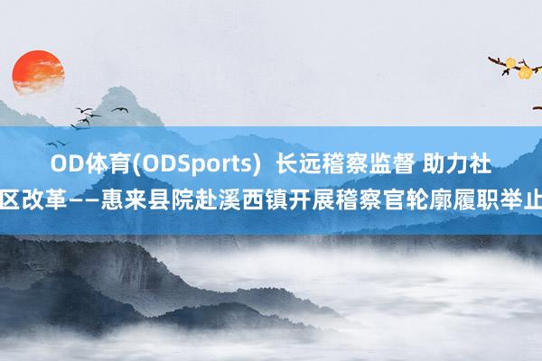 OD体育(ODSports)  长远稽察监督 助力社区改革——惠来县院赴溪西镇开展稽察官轮廓履职举止