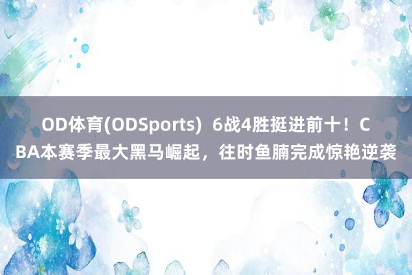 OD体育(ODSports)  6战4胜挺进前十！CBA本赛季最大黑马崛起，往时鱼腩完成惊艳逆袭